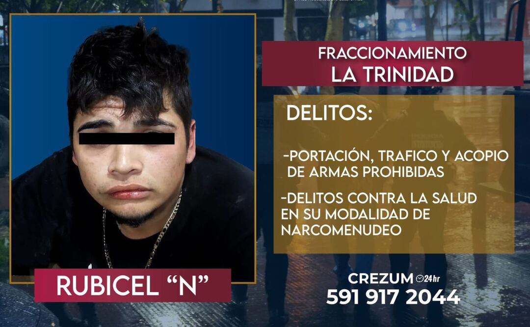 Rubicel 'N' fue arrestado en Zumpango por su presunta participación en delitos de narcomenudeo Foto: Especial