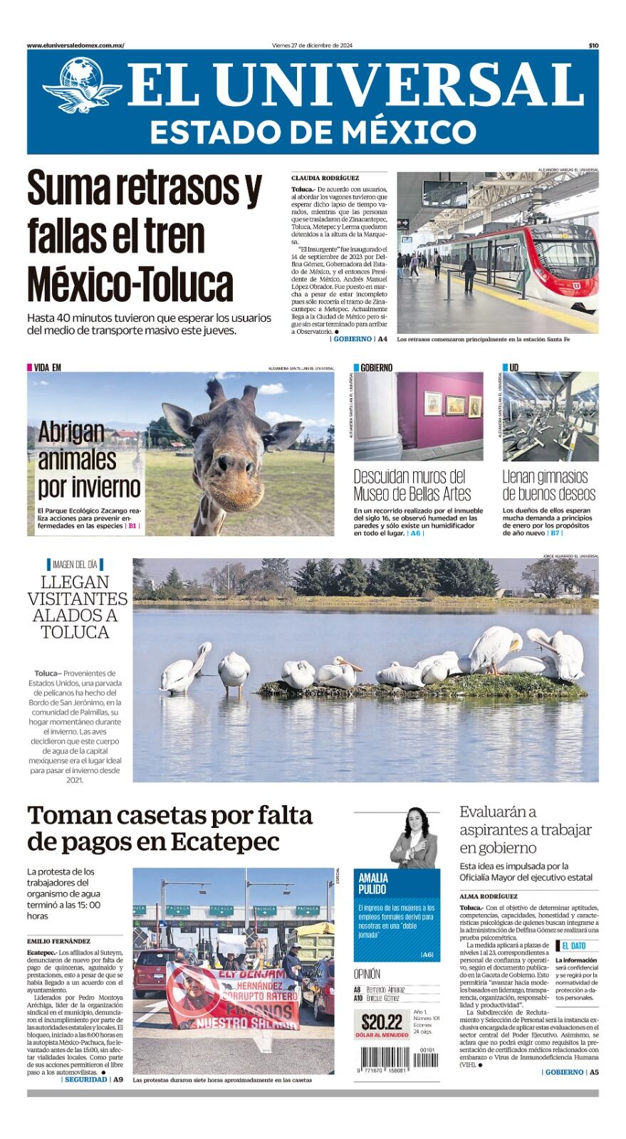 Portada 27 de diciembre del 2024