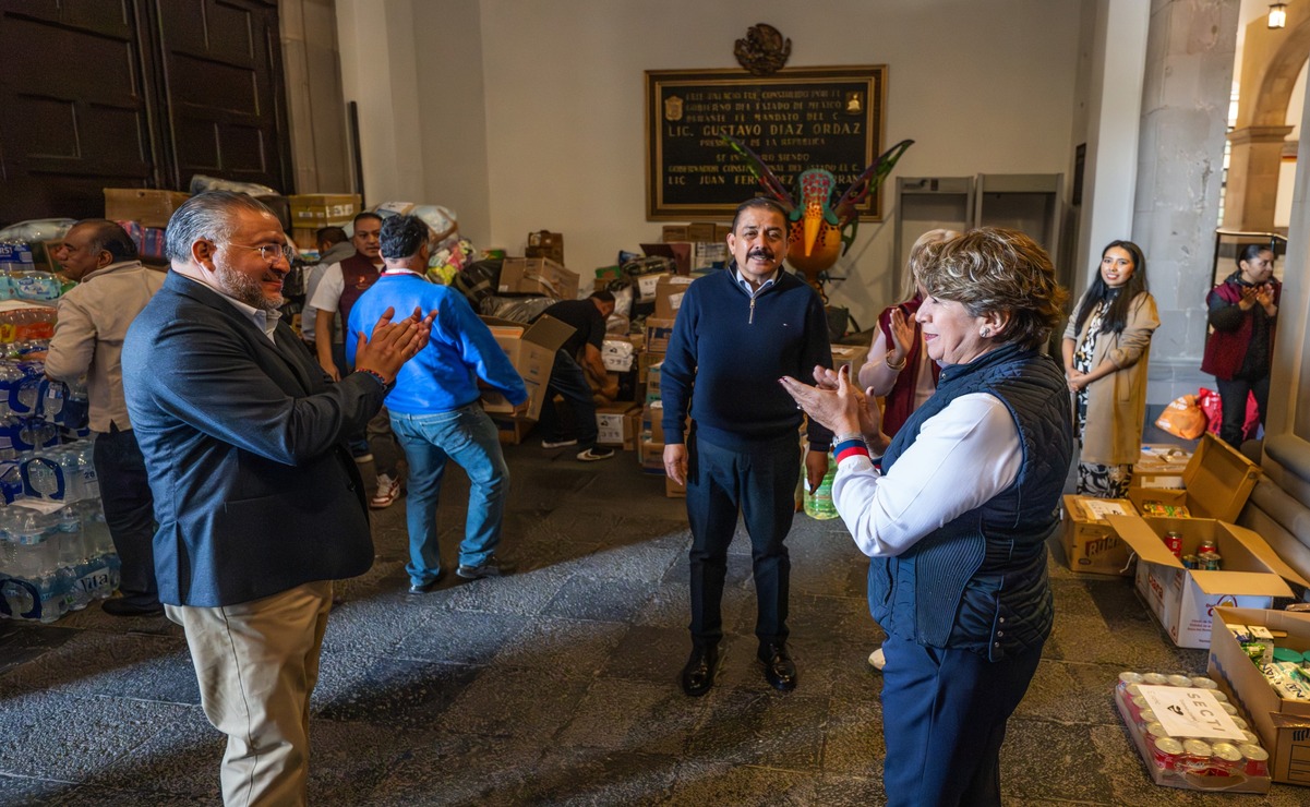 Delfina Gómez Álvarez hizo un llamado a la ciudadanía a seguir donando víveres / Foto Especial