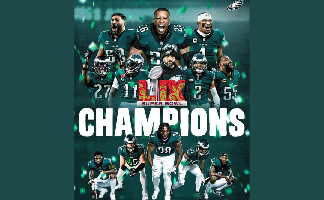 ¡Campeones! Los Eagles celebran su victoria en el Super Bowl LIX. Foto: @Eagles