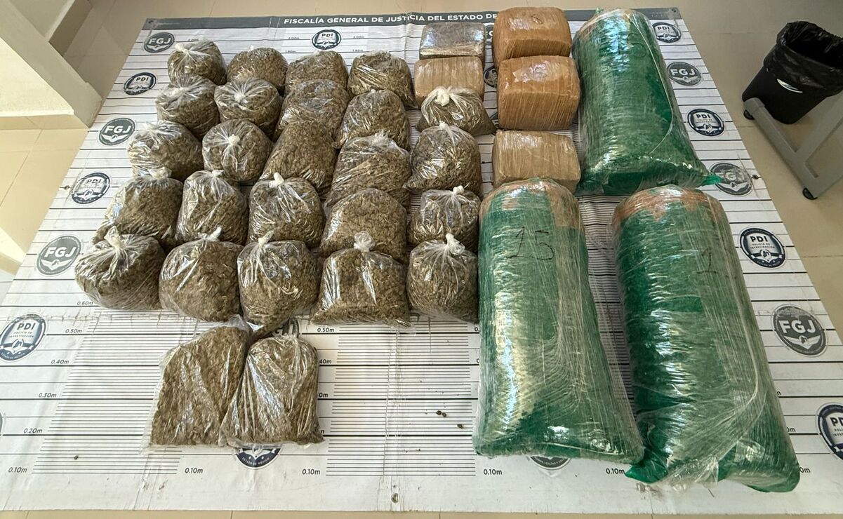 Fueron hallados y asegurados tres costales con hierba verde al parecer marihuana / Foto: Especial