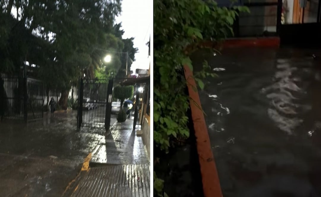 Calles de la colonia Tequexquinahuac, en Tlalnepantla, cubiertas por el agua tras la intensa lluvia de este domingo. Foto Especial