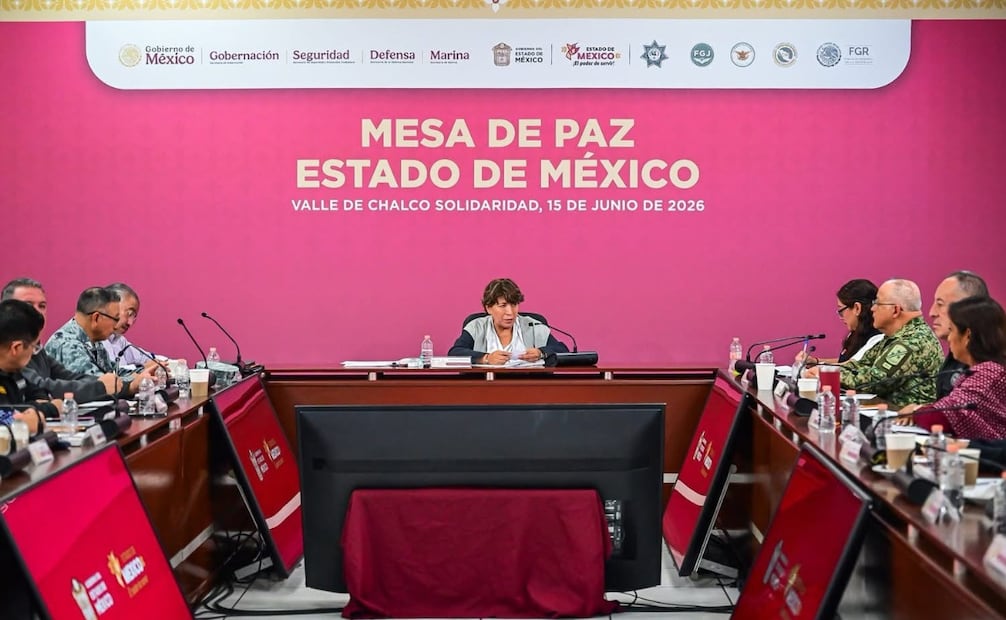 La gobernadora Delfina Gómez encabezó la sesión 112 de la Mesa de Paz en el municipio de Valle de Chalco. Foto Especial