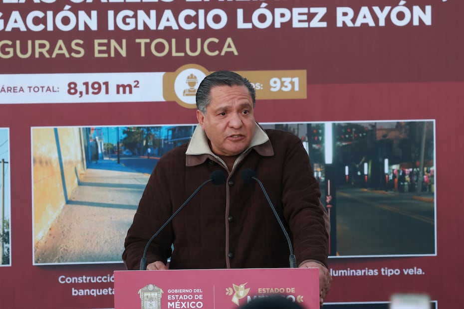El alcalde Ricardo Moreno destaca la instalación de botones de emergencia como parte de la política de protección a la mujer en Toluca. Foto Alejandro Vargas / El Universal Edomex