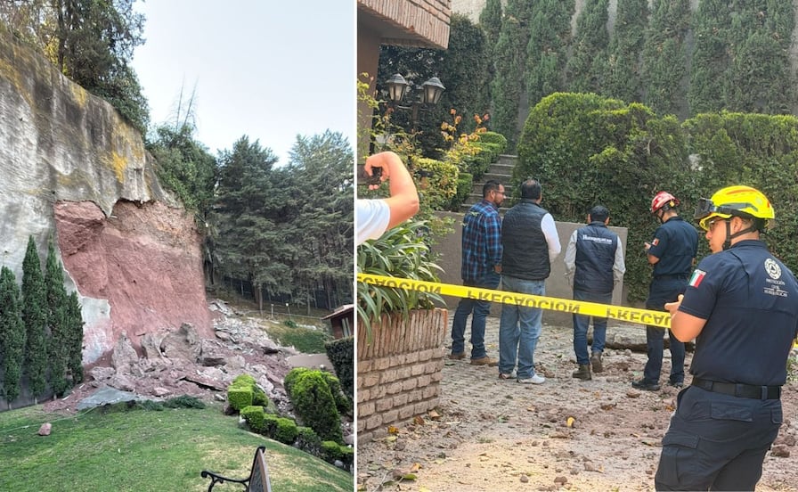 Acordonan zona de deslave en Jardines de la Herradura, en Huixquilucan