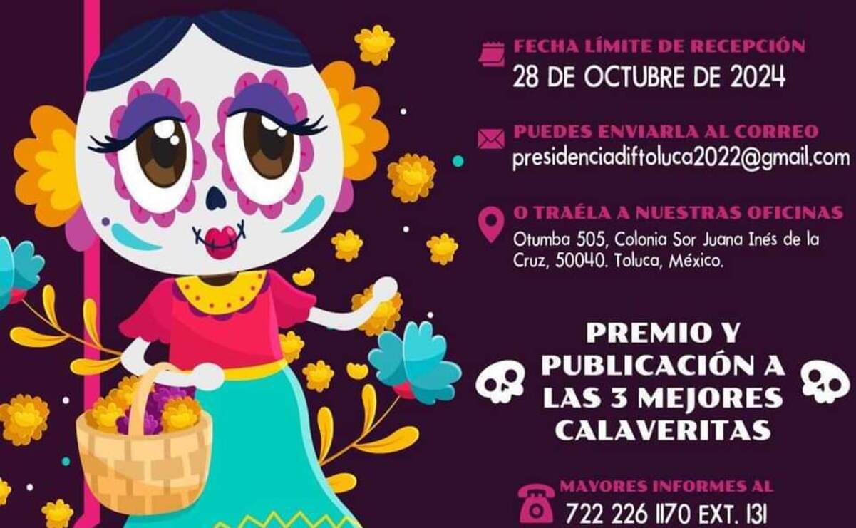 El sistema DIF Toluca te invita a participar en el Concurso de Calaveritas Literarias / Foto: Especial