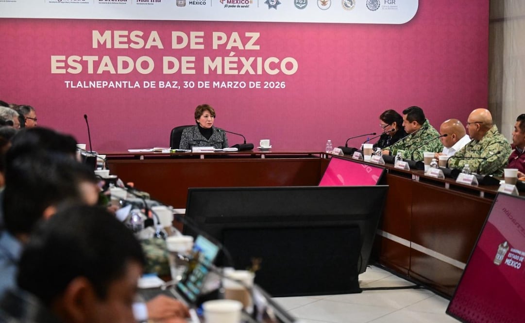 La gobernadora Delfina Gómez presidió la Mesa de Paz en Tlalnepantla, donde se evaluaron los resultados de la estrategia de seguridad regional. Foto Especial