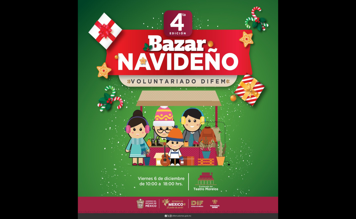 El Bazar Navideño DIFEM será el próximo viernes 6 de diciembre en el Teatro Morelos. Foto: Especial
