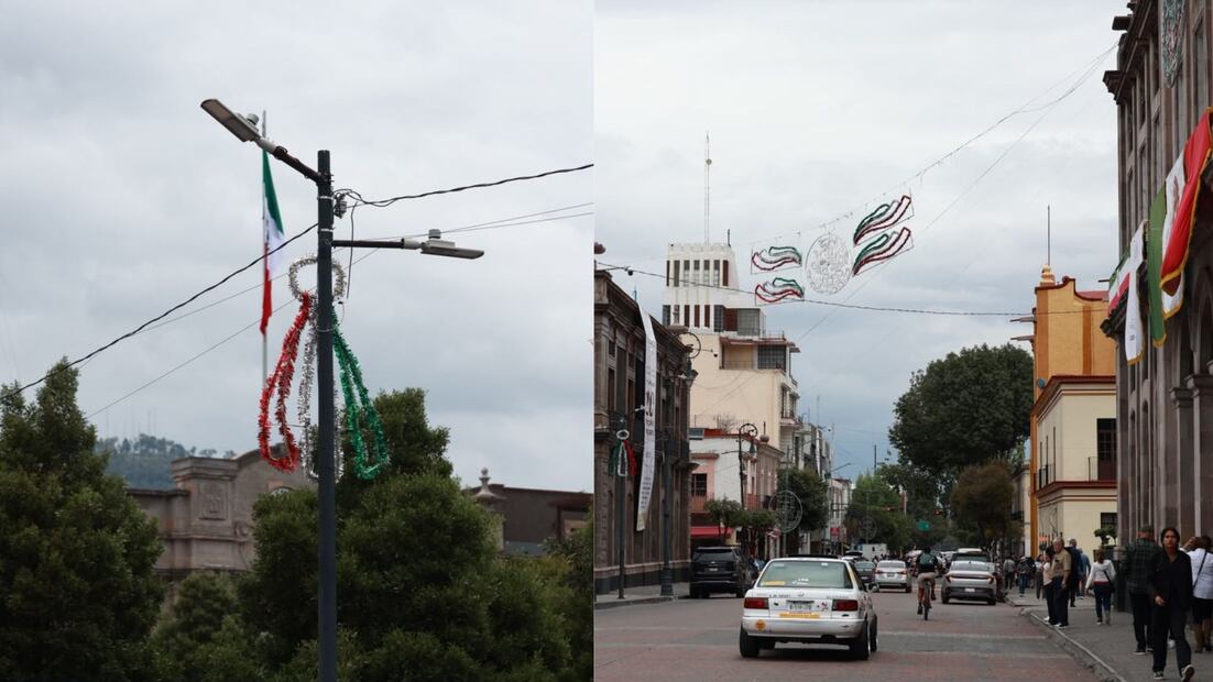 Los adornos tricolores fueron instalados en plazas, avenidas y edificios emblemáticos de la capital mexiquense. Foto especial