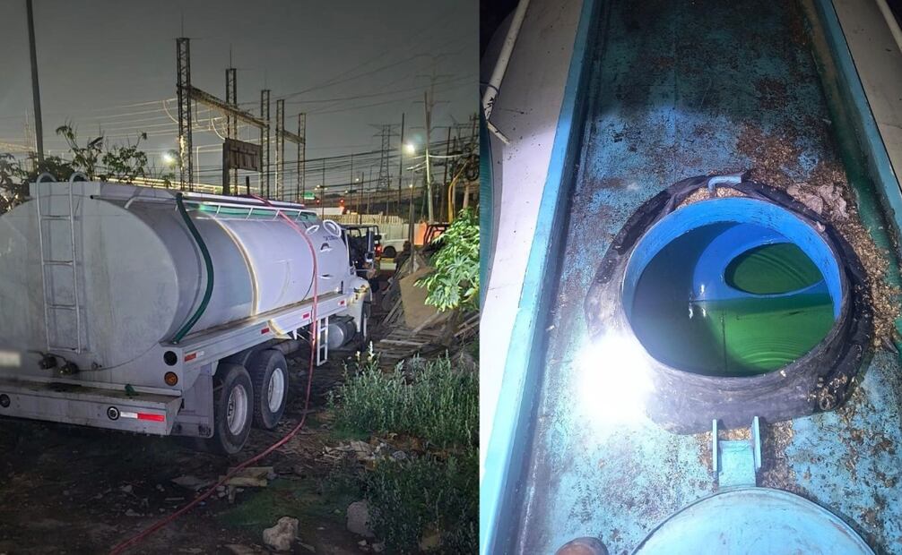 La pipa blanca asegurada contaba con reporte de robo vigente y estaba abastecida con miles de litros de combustible ilícito. Foto Especial