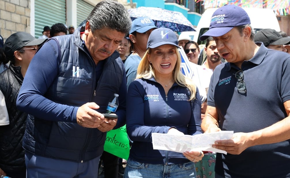 La alcaldesa Romina Contreras anunció la nueva calificación de Fitch Ratings durante el recorrido del programa "Huixquilucan Contigo 24/7". Foto Especial