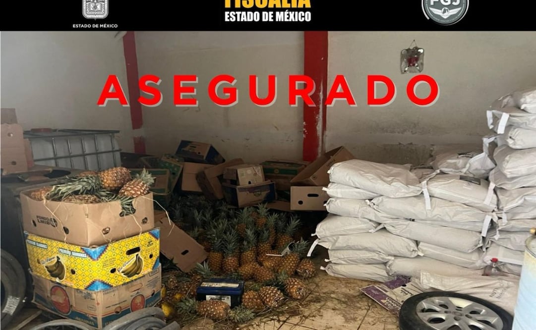 La mercancía fue recuperada en la Central de Abastos de Tultitlán por medio de un cateo de distintas corporaciones de seguridad. Foto. Especial