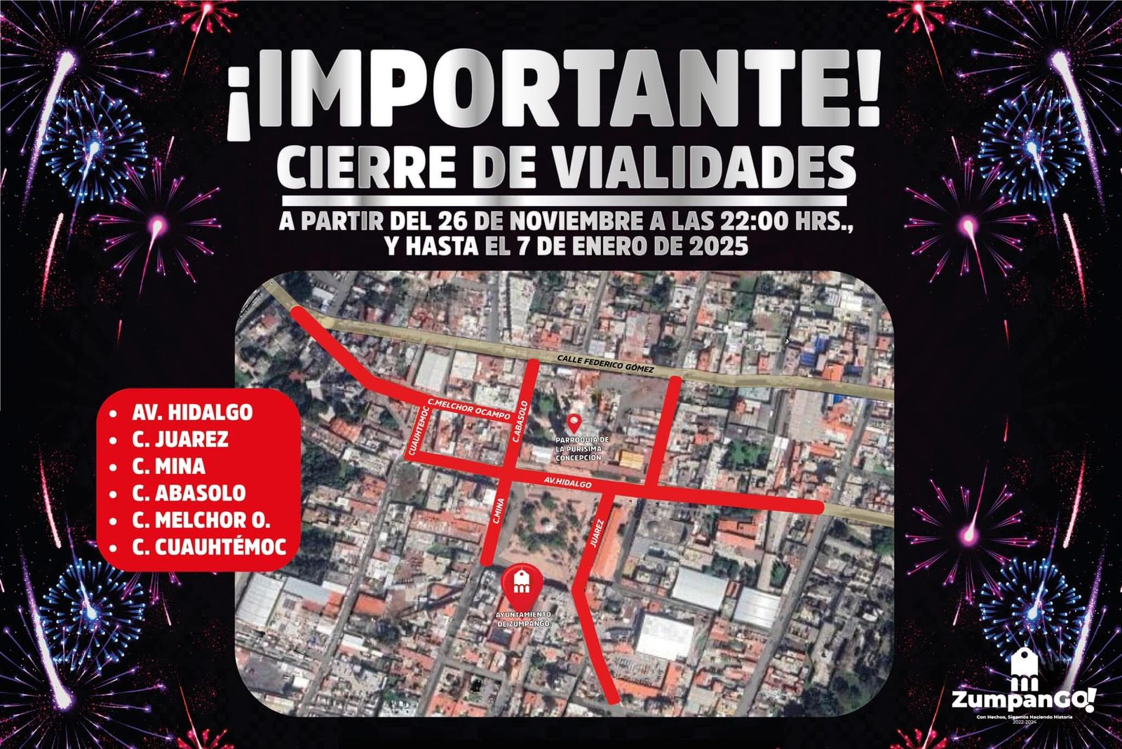 Las calles permanecerán cerradas desde este martes 26 de noviembre y hasta el 7 de enero del 2025 / Foto Especial