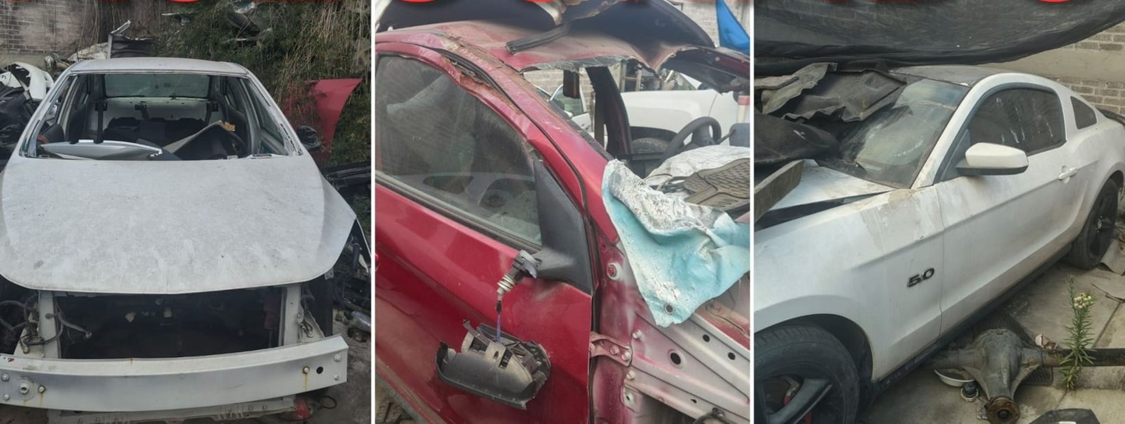 En el predio de Chimalhuacán se localizaron vehículos de modelos recientes como Chevrolet Aveo y Dodge Attitude sin medios de identificación. Foto Especial