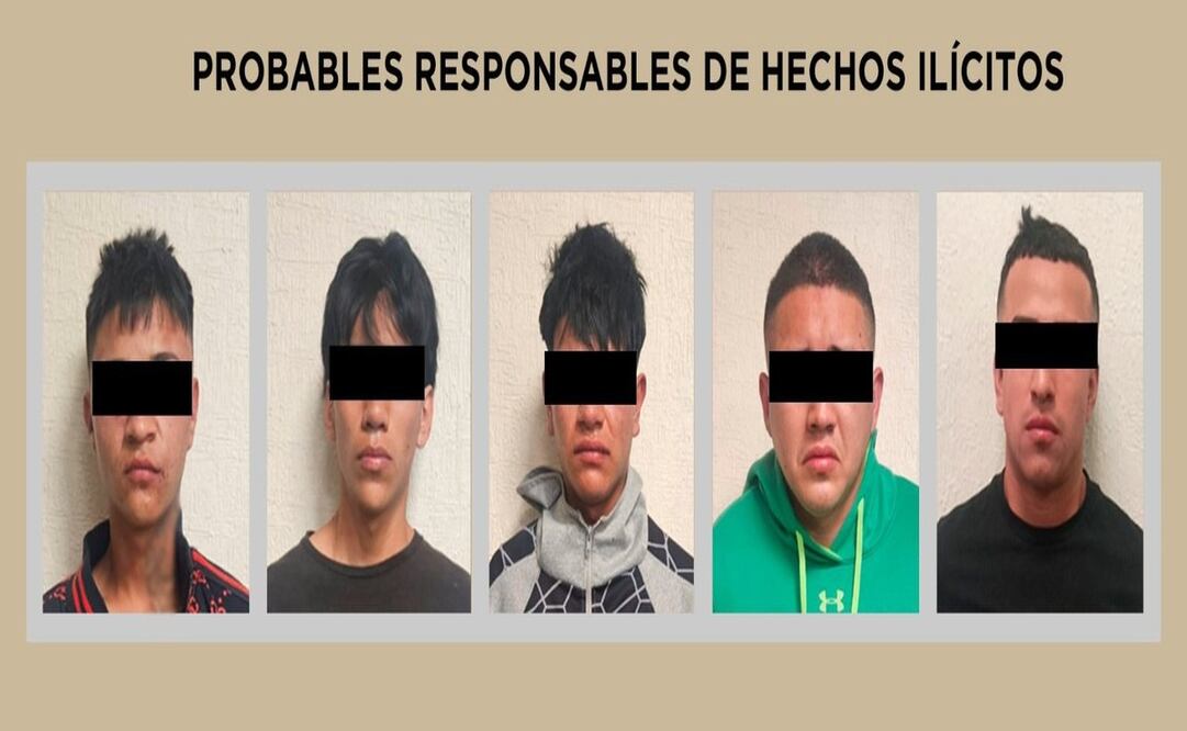 Los cinco individuos fueron puestos a disposición de la Fiscalía de Homicidios con sede en el municipio de Chimalhuacán. Foto: Especial