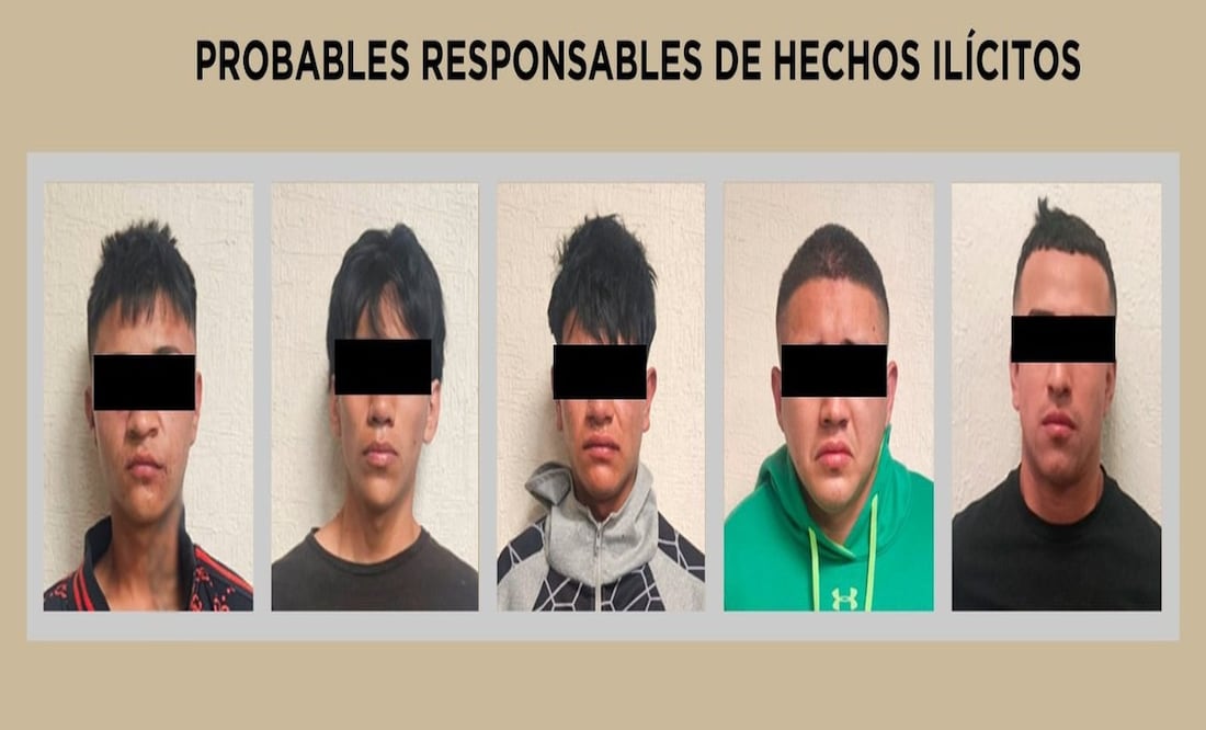 Los cinco individuos fueron puestos a disposición de la Fiscalía de Homicidios con sede en el municipio de Chimalhuacán. Foto: Especial