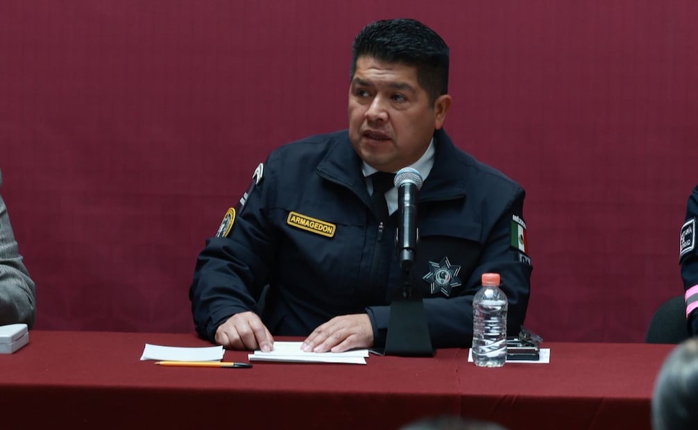 Carlos Alberto Hernández Leyva, subsecretario de la Policía Estatal, informó sobre el operativo de seguridad por el regreso a clases en el Estado de México. Foto Alejandro Vargas / El Universal