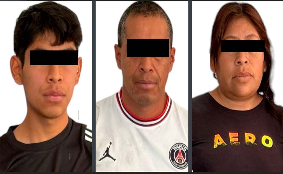 Fueron detenidos Fidelina “N”, de 46 años, Álvaro “N” de 47 años, e Iker “N” de 18 años / Foto: Especial