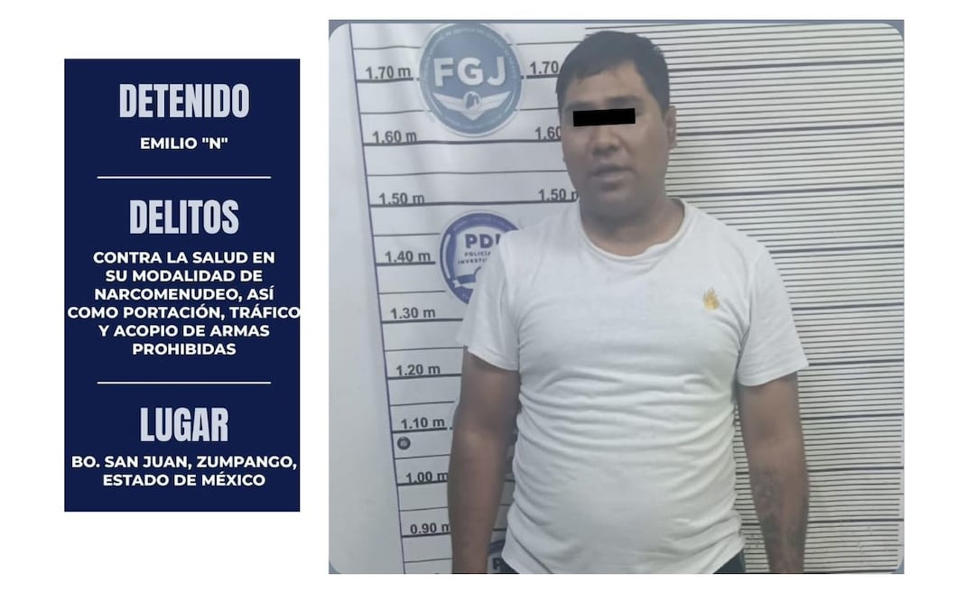 El detenido fue trasladado de inmediato ante el Ministerio Público de la FGJEM para determinar su situación jurídica. Foto Especial