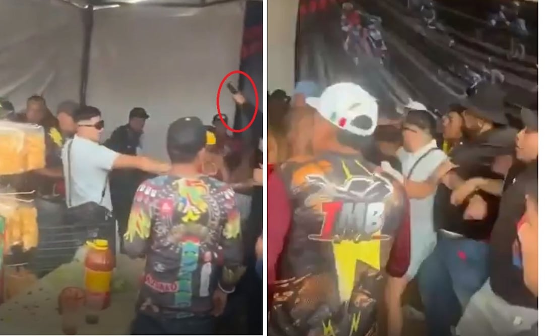 Testigos captaron el instante en que se realizaron detonaciones de arma de fuego mientras se desarrollaba una riña bajo una carpa. Foto Especial