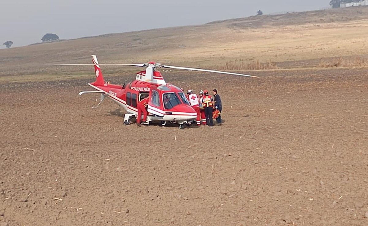 Uno de los lesionados fue trasladado vía aérea a un hospital de Toluca / Foto PC Edomex