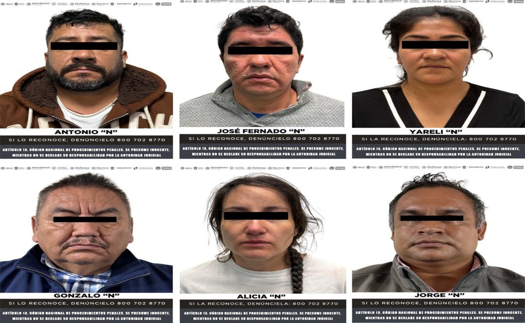 Los 6 detenidos son investigados por su probable intervención en los delitos de extorsión agravada y secuestro exprés con fines de extorsión. Foto: Especial