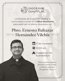 Diócesis de Cuautitlán convoca a Misa este lunes en Catedral para despedir y orar por su pastor