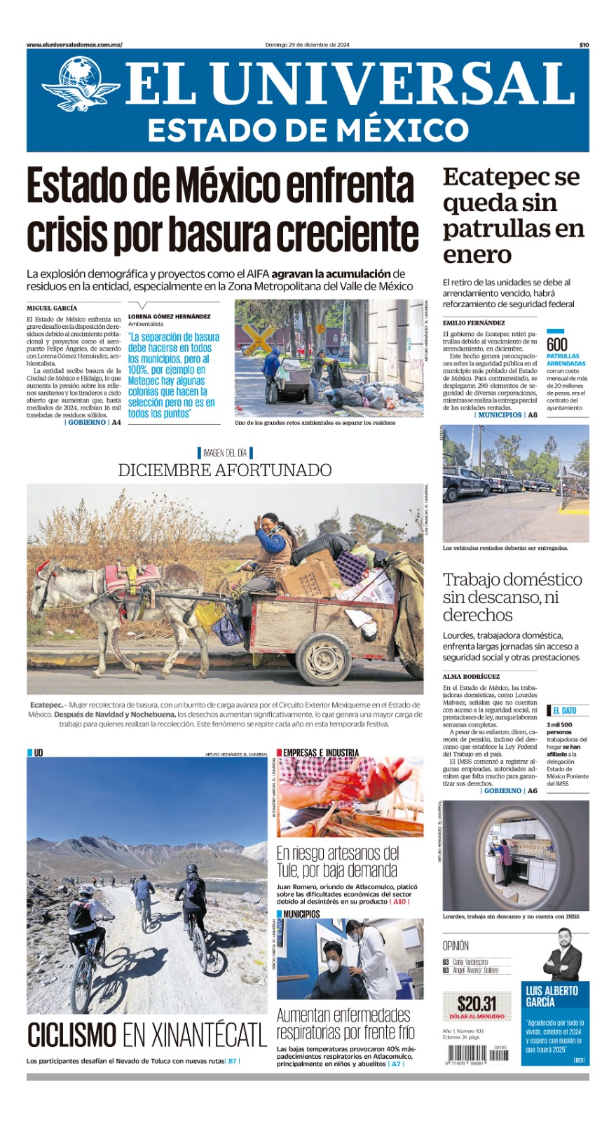 Portada 29 de diciembre de 2024