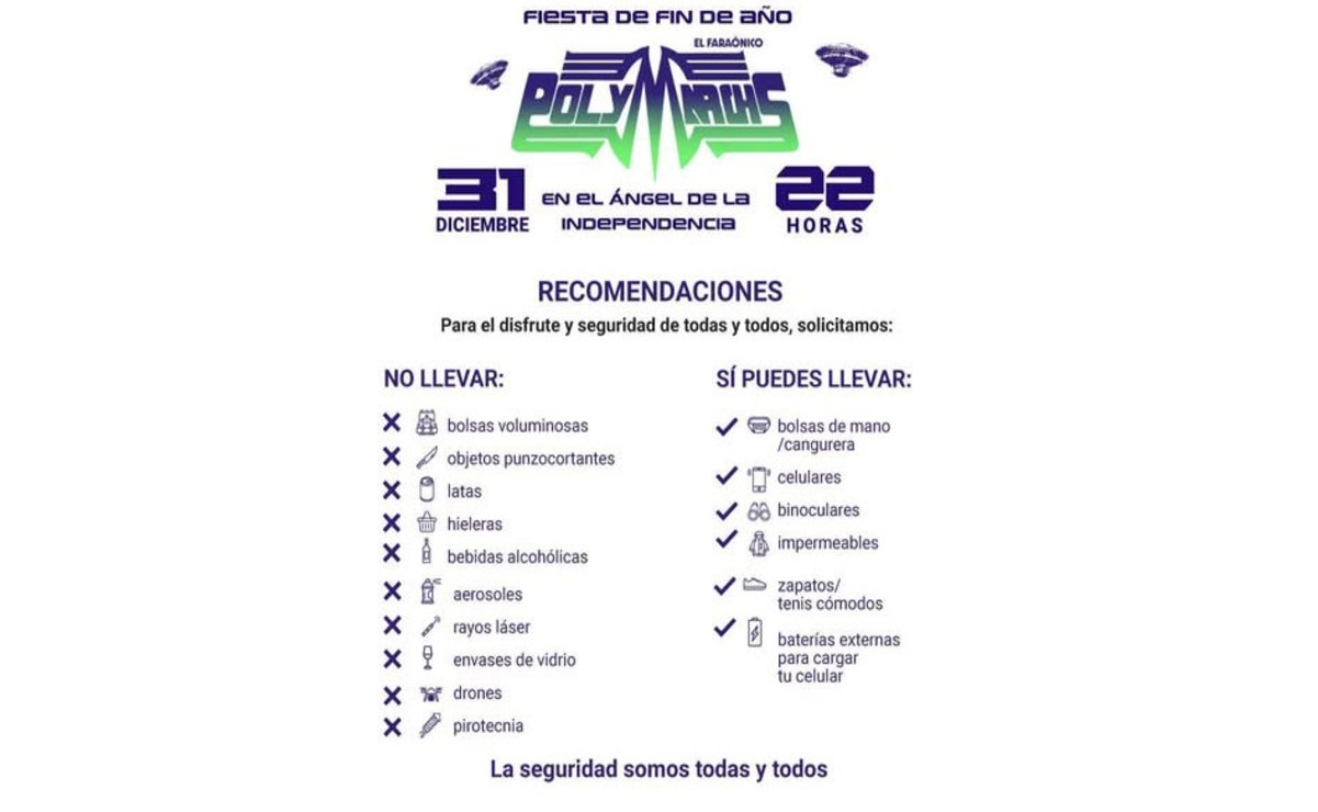 La Secretaría de Cultura de la Ciudad de México emitió una serie de recomendaciones para las personas que deseen asistir al concierto. Foto: @CulturaCiudadMx / X