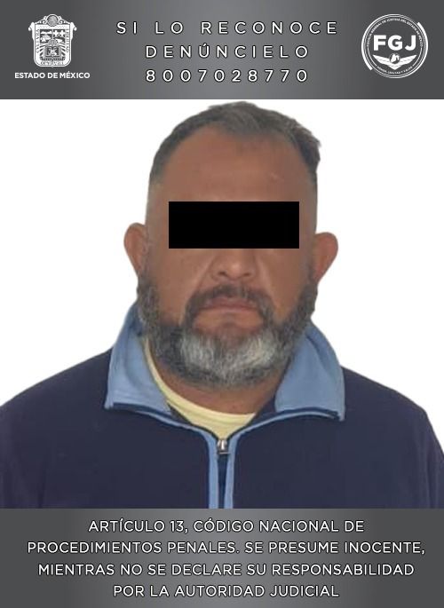Rodrigo “N” fue detenido por agentes de la Fiscalía General de Justicia del Estado de México Foto: Especial