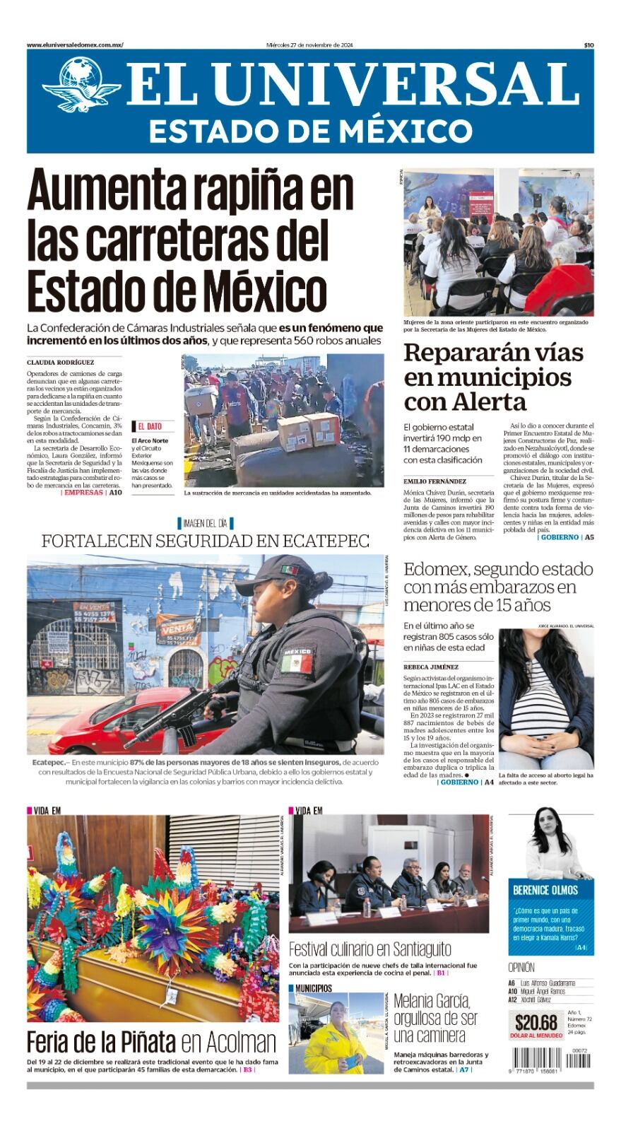 Portada Edomex 26 de noviembre