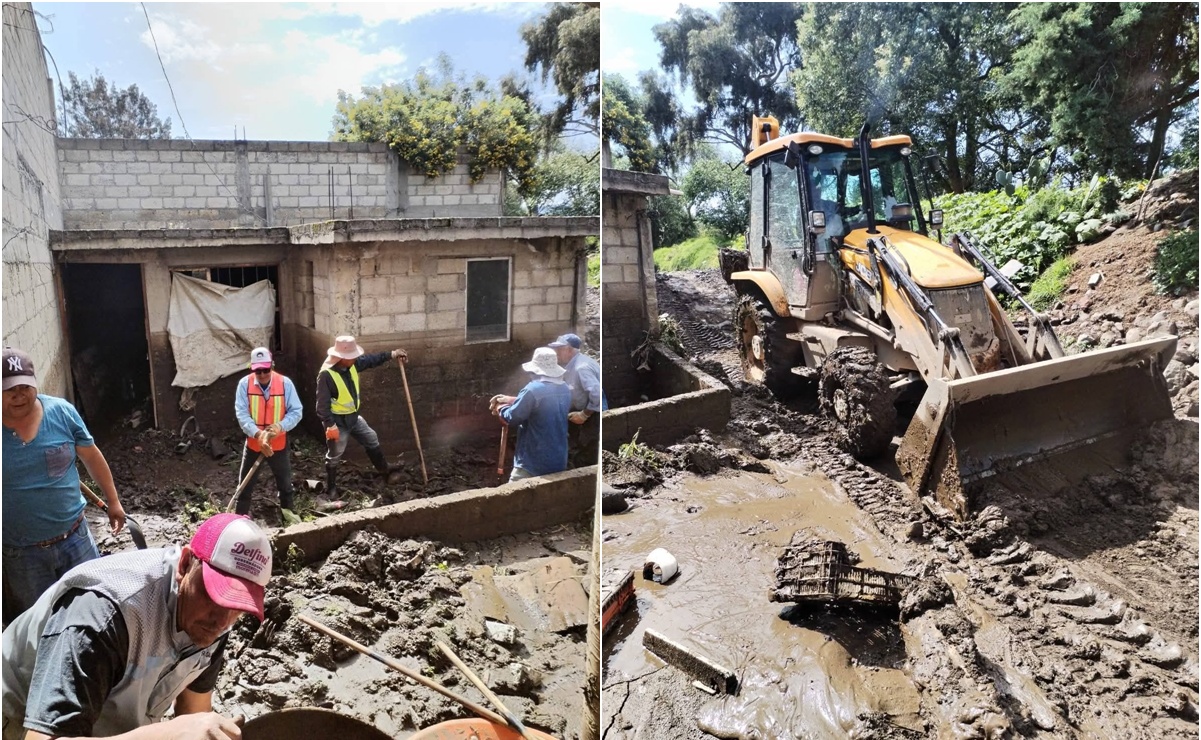 Continúan trabajos de limpieza en Tenango del Valle; lluvias provocaron desbordamiento de río San Isidro