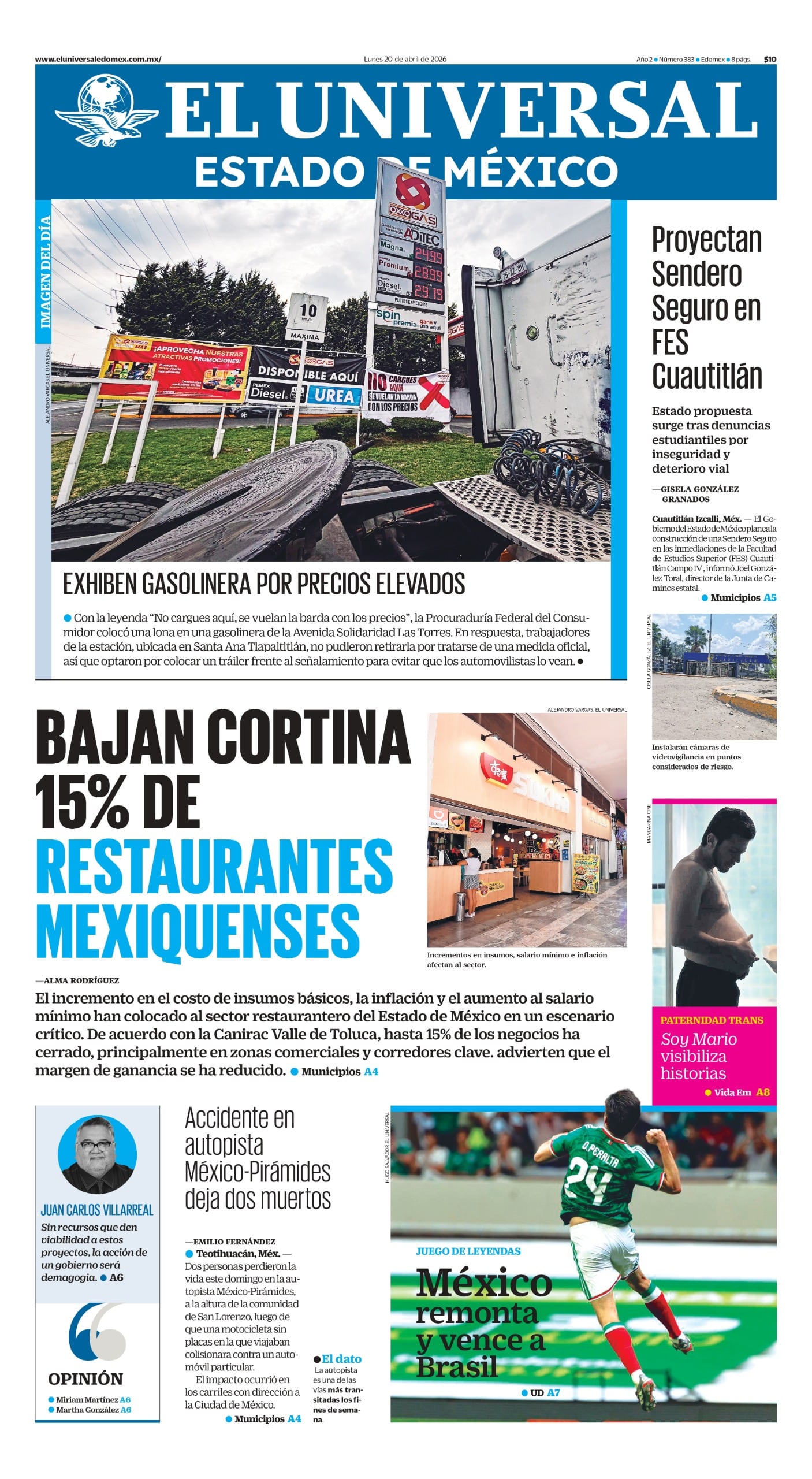 Portada del 20 de abril