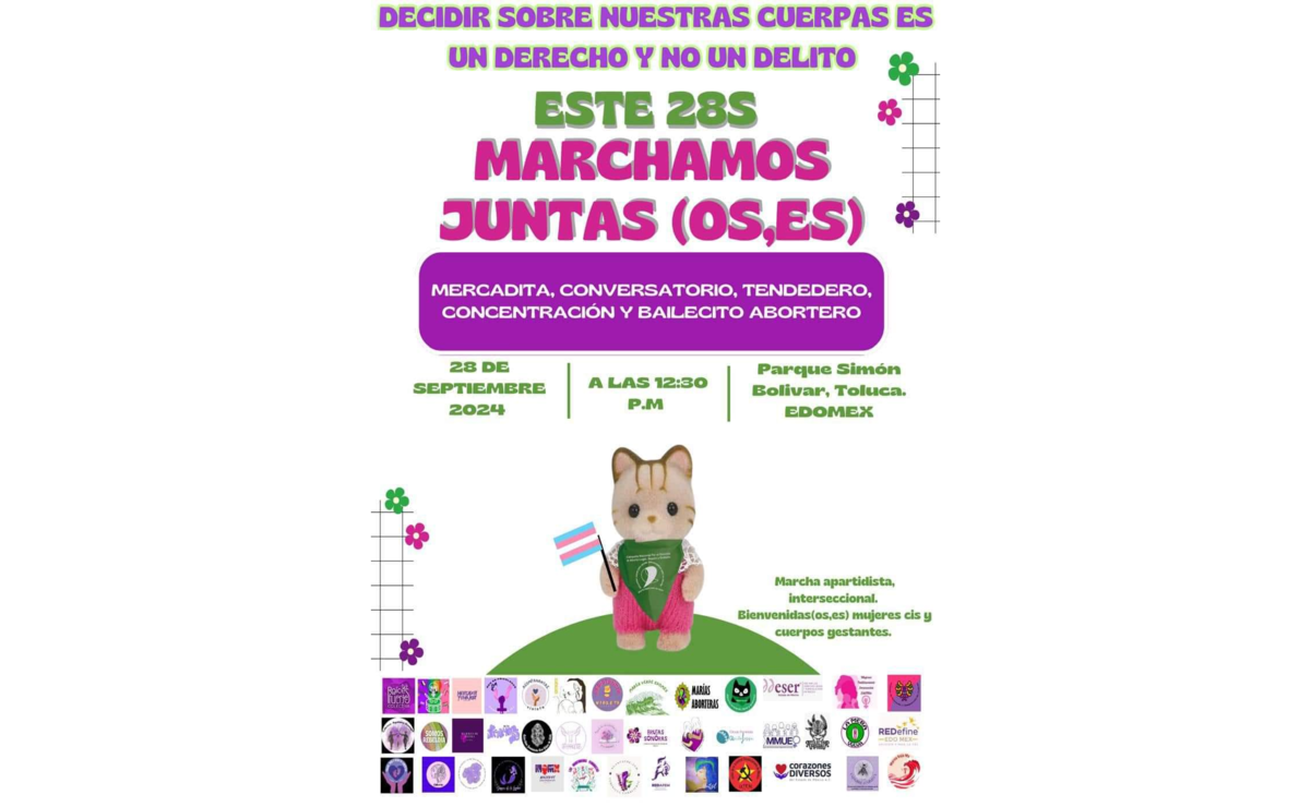 Convocan a marcha el 28S en Toluca. Imagen: Especial.