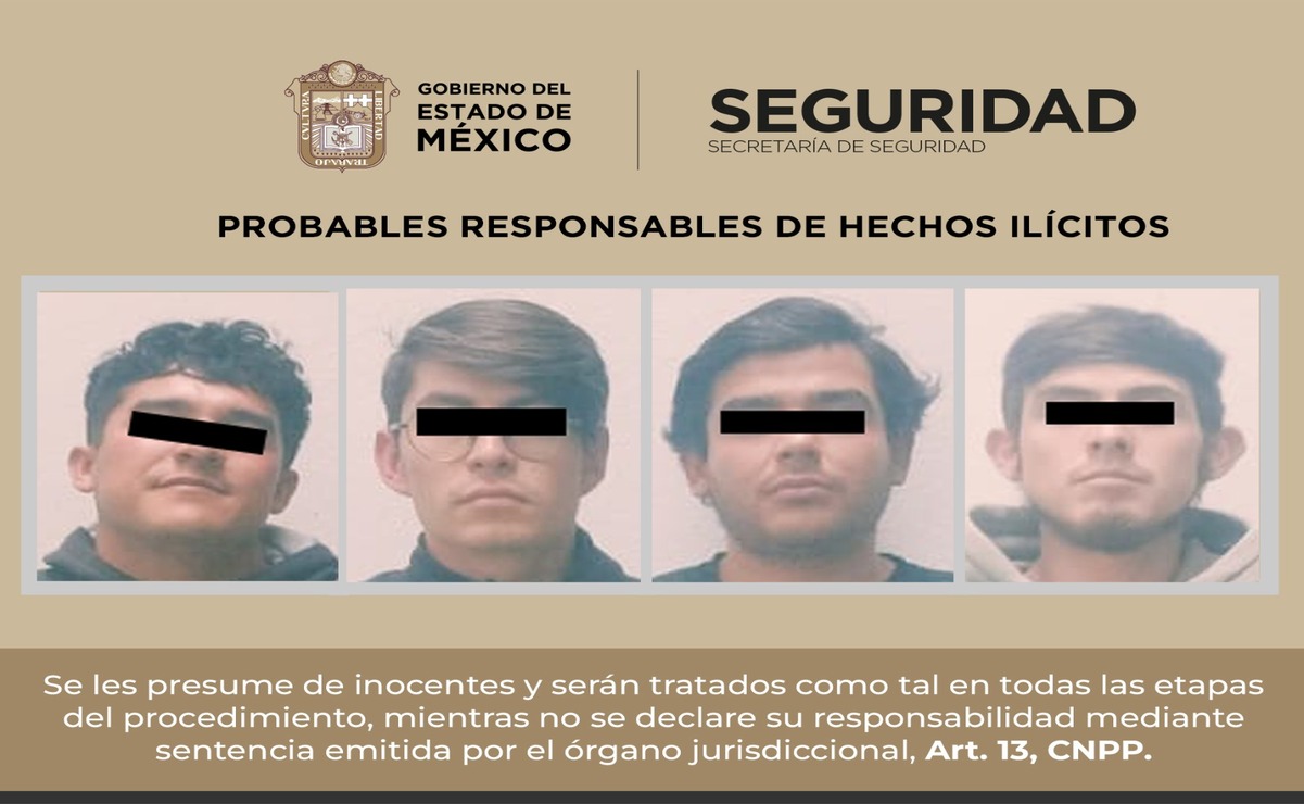 Los cuatro sujetos fueron presentados ante la Agencia del Ministerio Público de Atlacomulco. Foto: Especial