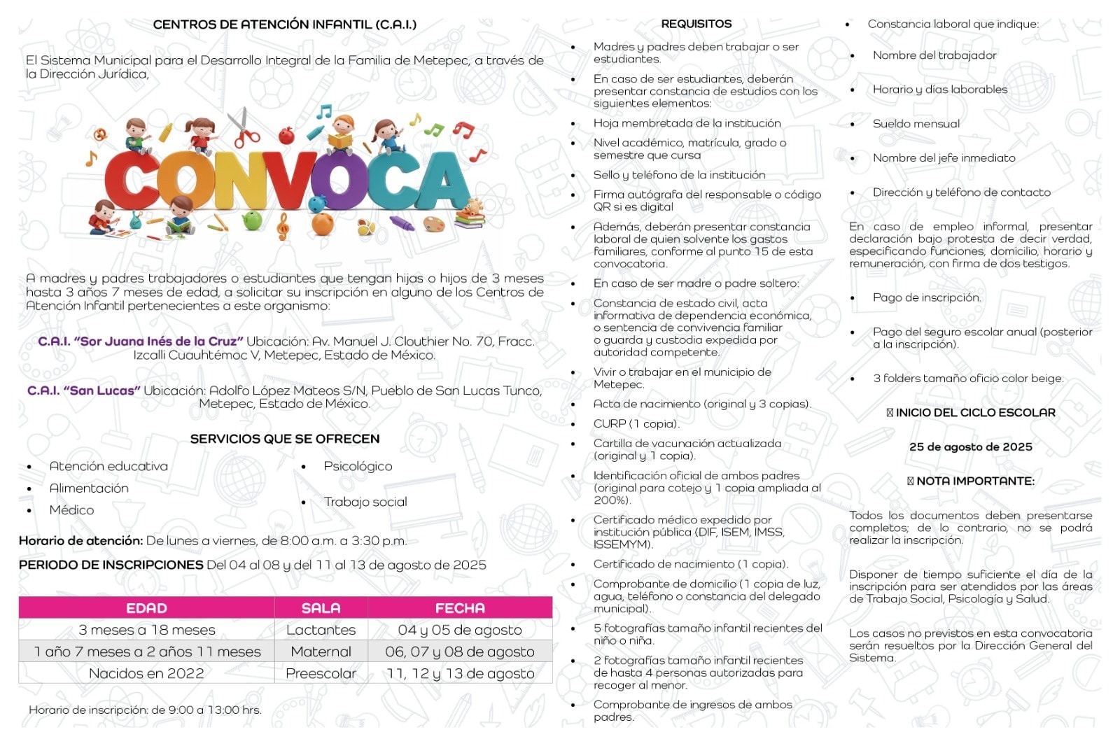 Convocatoria estancias infantiles Metepec / Foto Especial