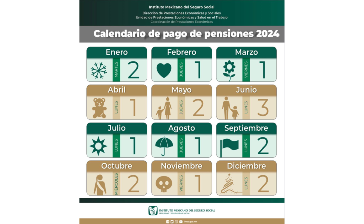 Calendario de pensiones IMSS 2024. Foto: Especial.
