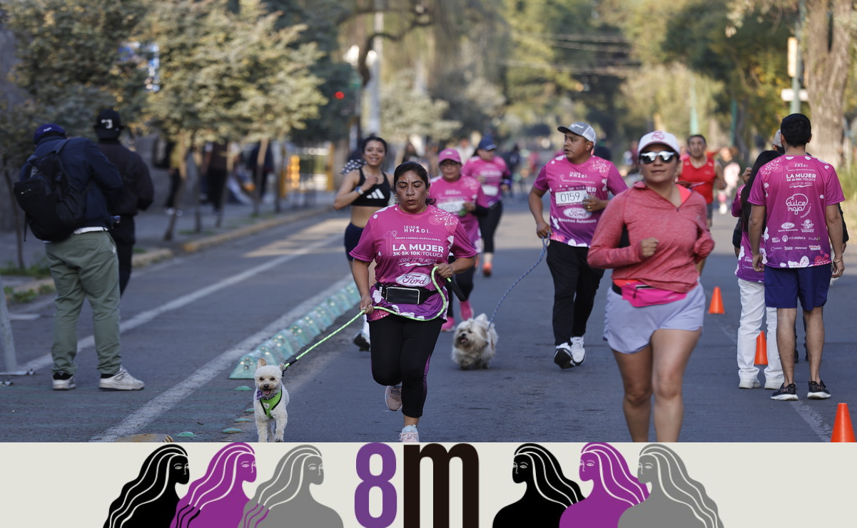 Alrededor de 250 mujeres y hombres participaron en la primera carrera atlética con motivo del Día Internacional de la Mujer. Foto: Jorge Alvarado / El Universal Estado de México