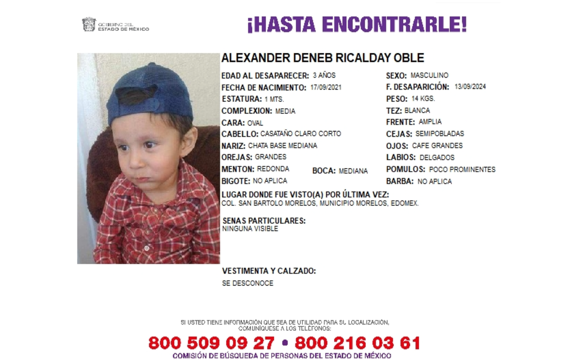 Alexander Deneb Ricalday Oble desapareció en el Estado de México. Foto: Especial.