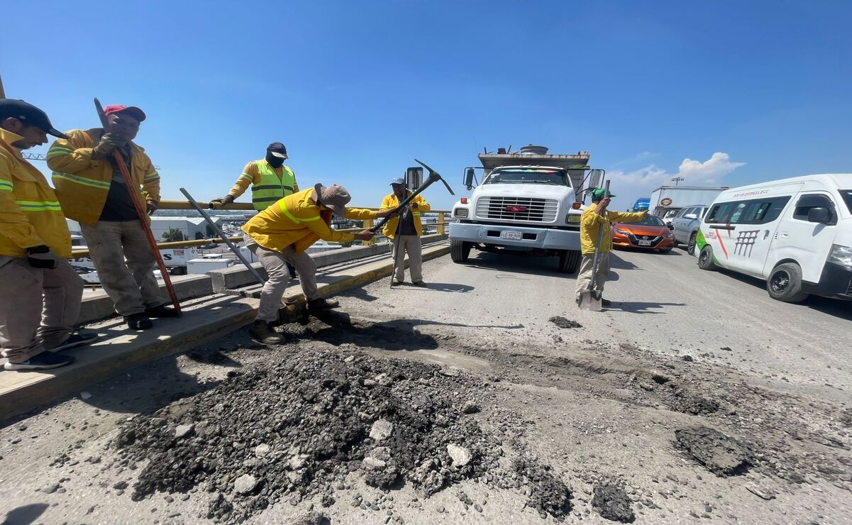 Rehabilitación en Tepotzotlán: Distribuidor vial que cruza la México-Querétaro recibe mantenimiento