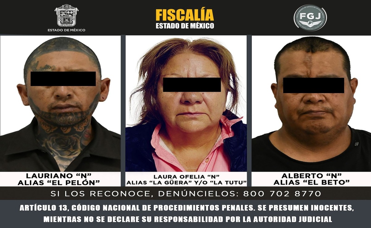 Detienen a tres personas vinculadas al grupo delictivo Los 300, quienes habrían estado relacionados con un multihomicidio en Tequixquiac. Foto: Especial
