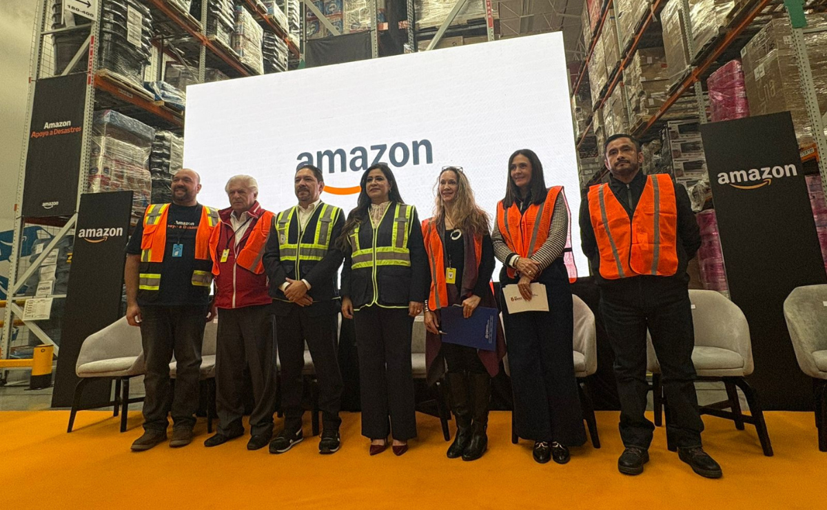 El centro Mex3 de Amazon en Tepotzotlán cuenta con 25,000 artículos de primera necesidad para emergencias Foto: Arturo Contreras