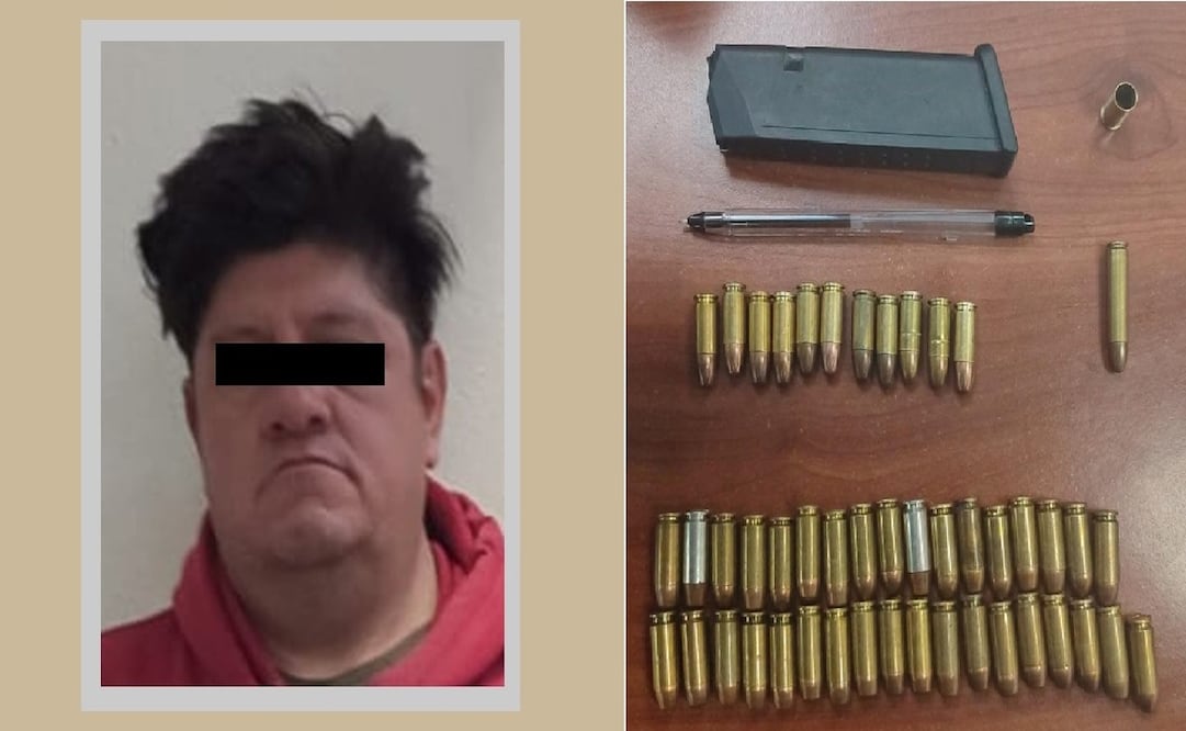 A José “N” se le incautaron decenas de cartuchos útiles de calibres 9, 40 y 30 milímetros y uno percutido. Foto: Especial