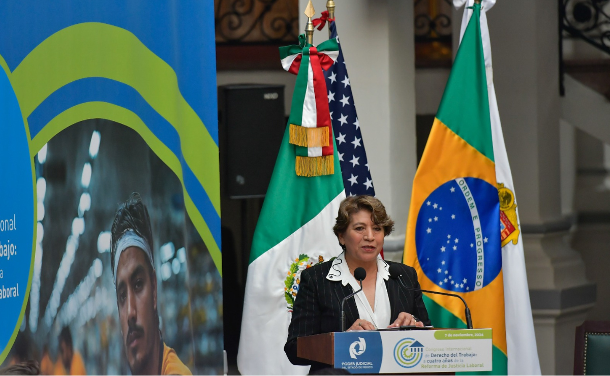 Refrenda la gobernadora Delfina Gómez compromiso con los trabajadores Foto: Arturo Hernández