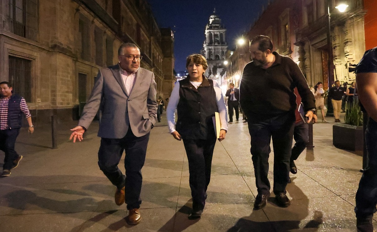 La gobernadora Delfina Gómez estuvo acompañada de su gabinete / Foto: Luis Camacho
