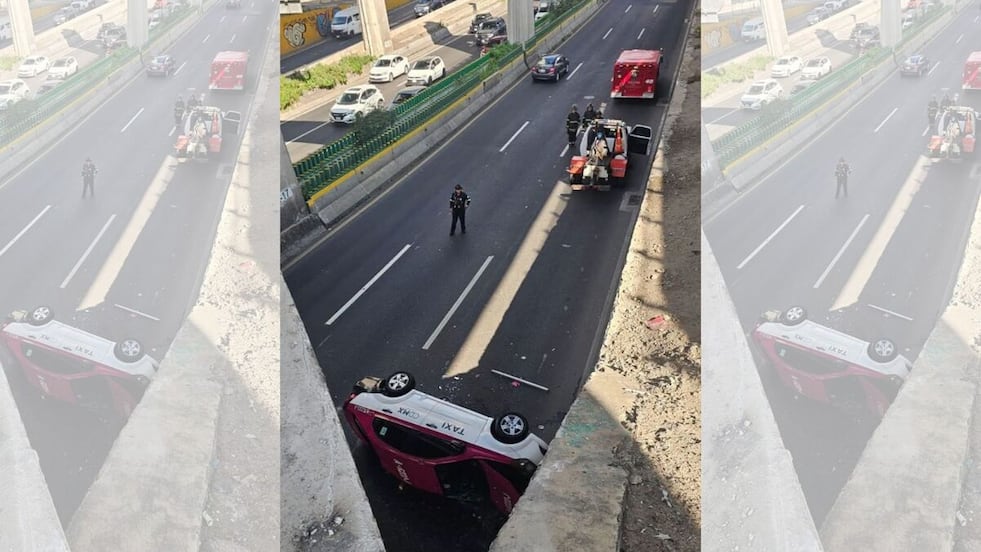Taxista cae a carriles centrales de Periférico Norte en Naucalpan