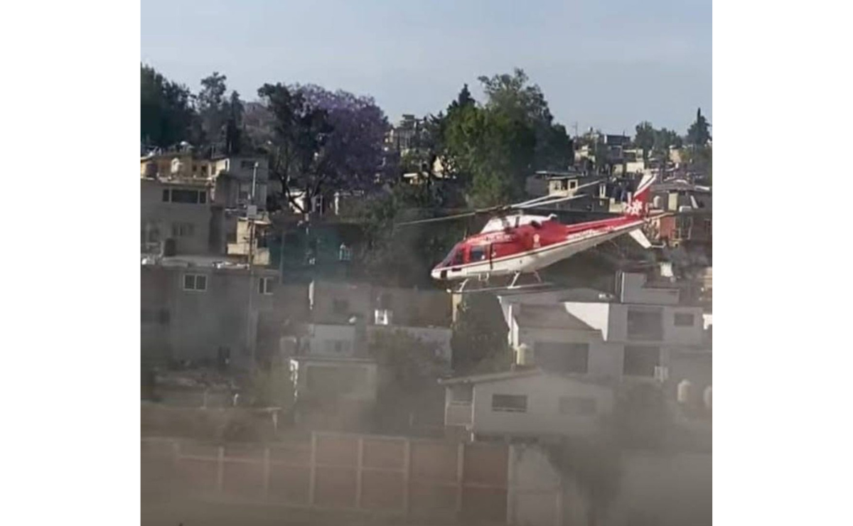 La policía Aneth Sherlyn Galicia Cruz fue trasladada de emergencia en helicóptero tras ser herida de bala en Nicolás Romero. Foto: Especial