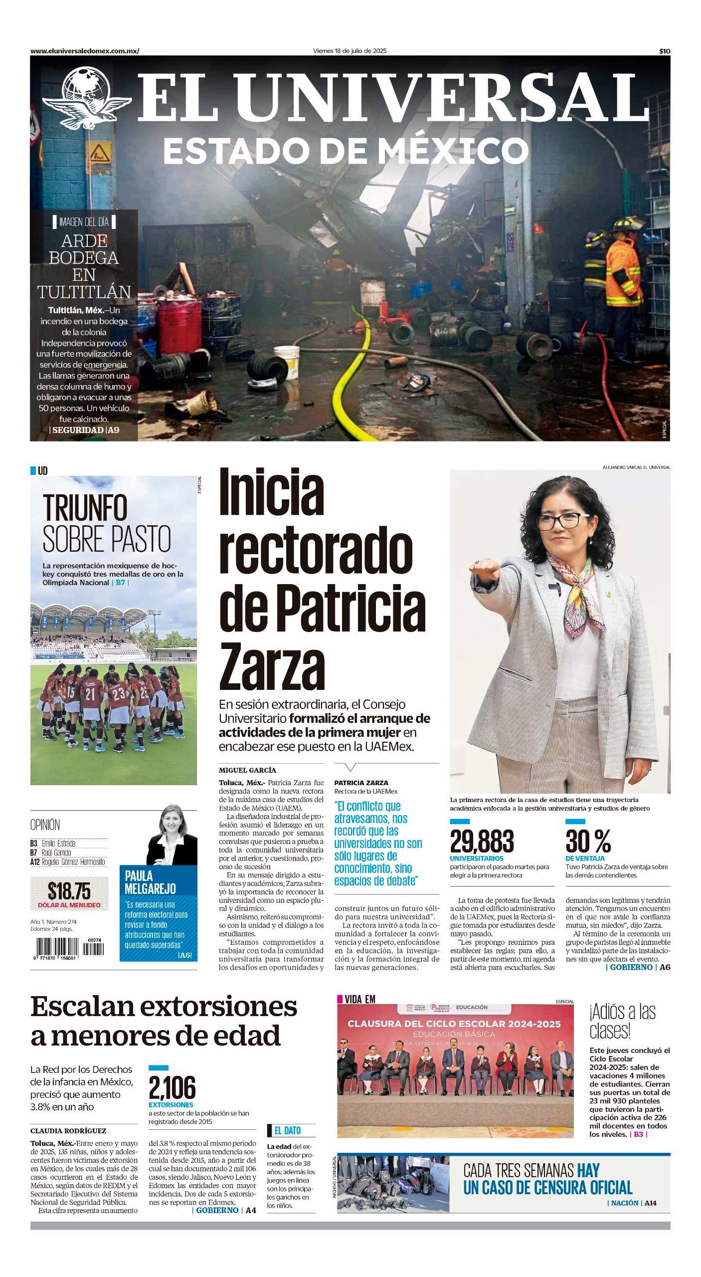 Portada 18 de julio 2025