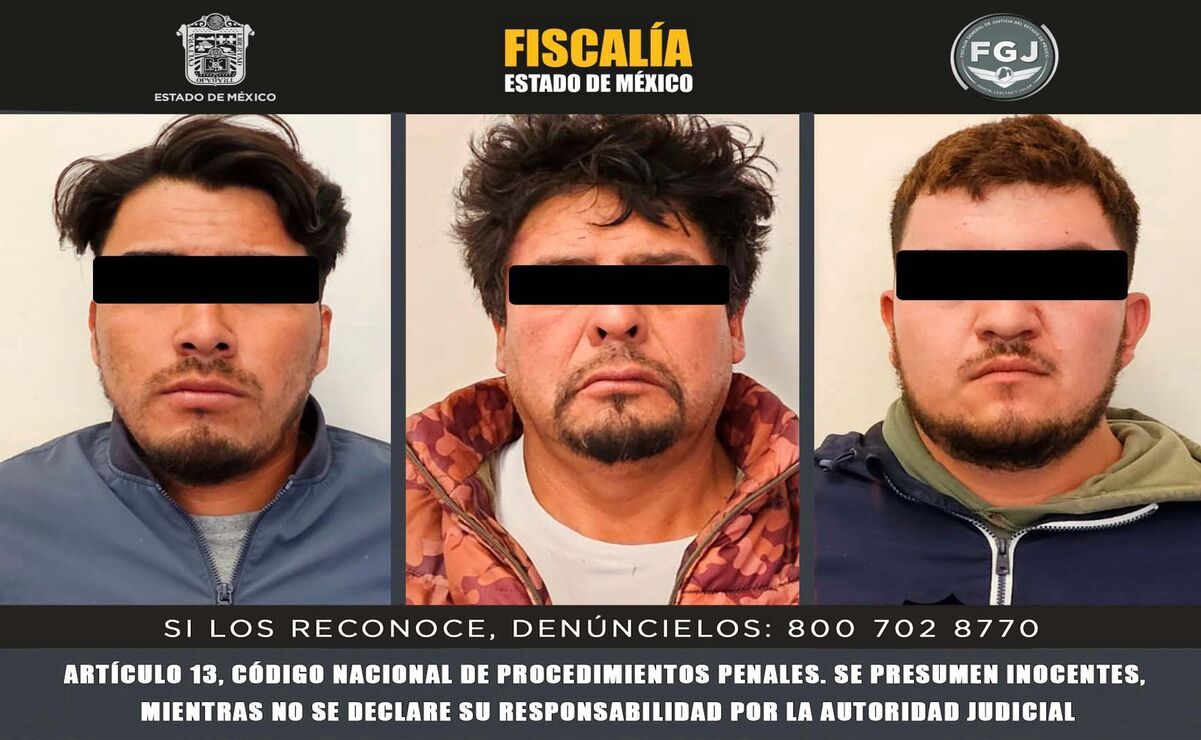 Jesús “N”, Fidel “N” y Ricardo “N” están vinculados a proceso por su participación en secuestro exprés y robo. Foto: Especial