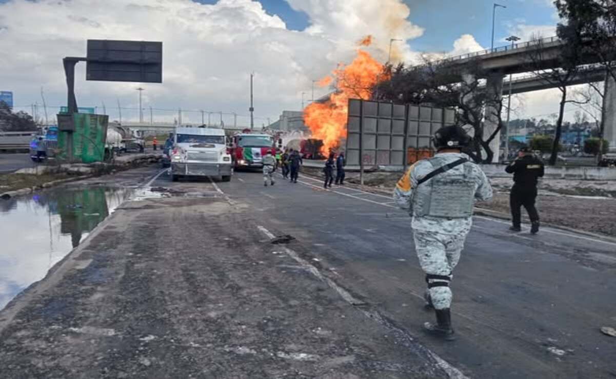 Dos mujeres de Toluca resultaron lesionadas en la explosión de una pipa en Iztapalapa / Foto Guardia Nacional